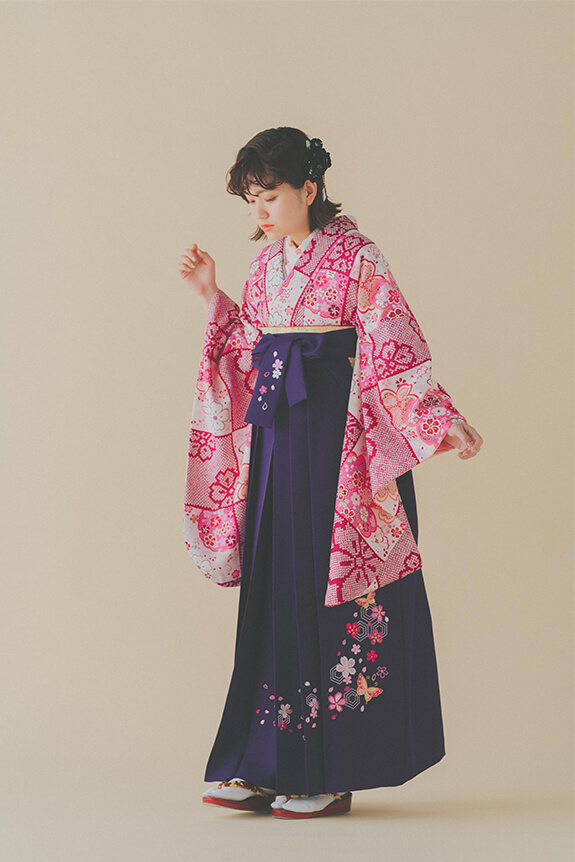 【卒業式袴レンタル/人気/momoko】古典大人っぽい上品エレガント(オシャレ)　紫　F00052_M00046