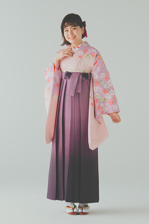 【卒業式袴レンタル/人気/momoko】古典かわいいガーリーエレガント(オシャレ)　ピンク/紫　F00047_K00050