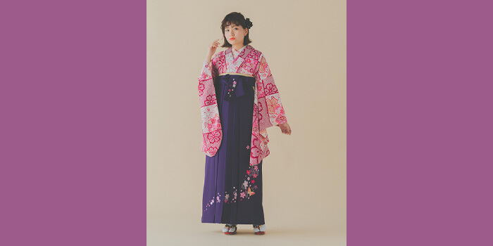 紫色の卒業式のレンタル袴