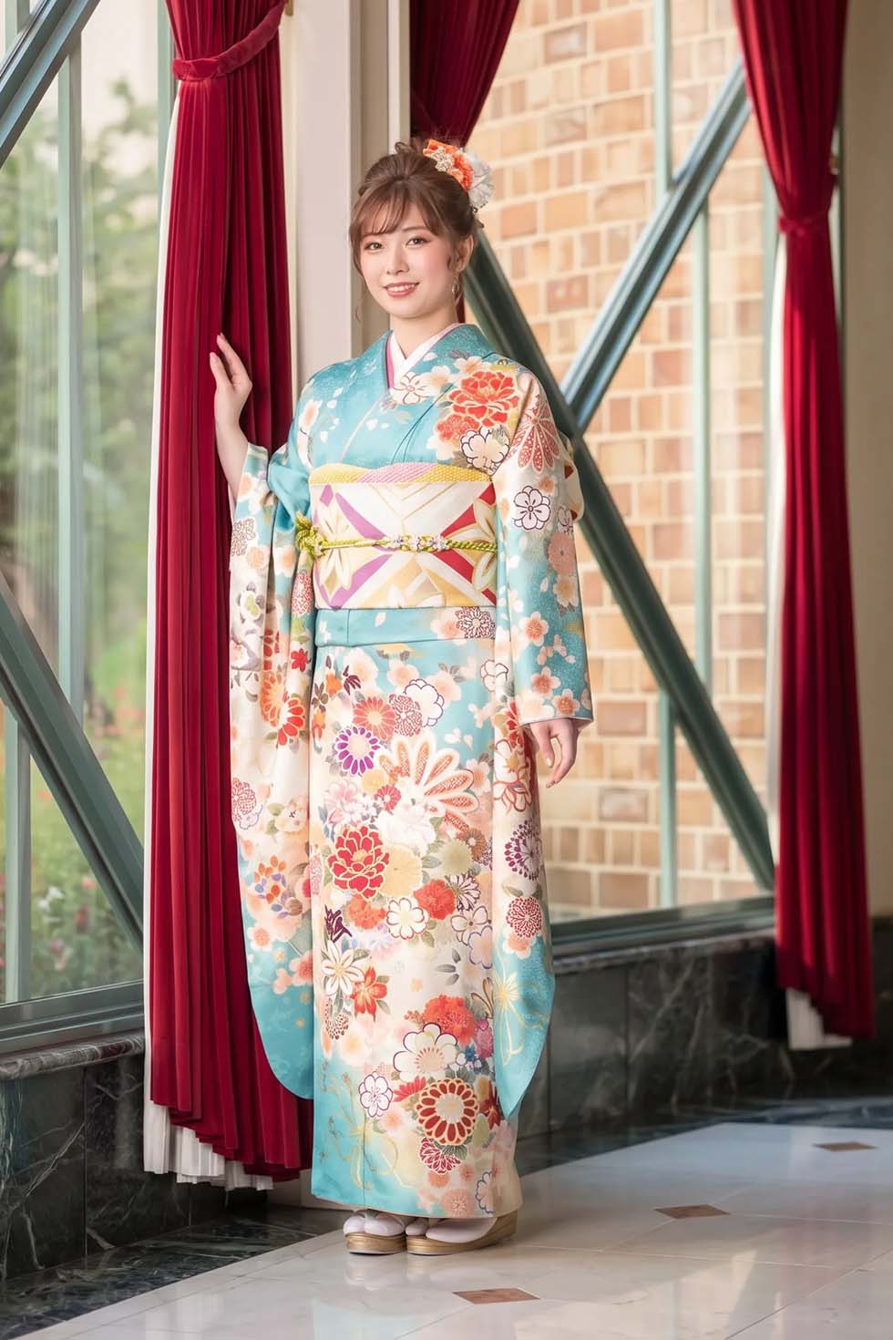 成人式振袖「水色四季花［FS0881］」