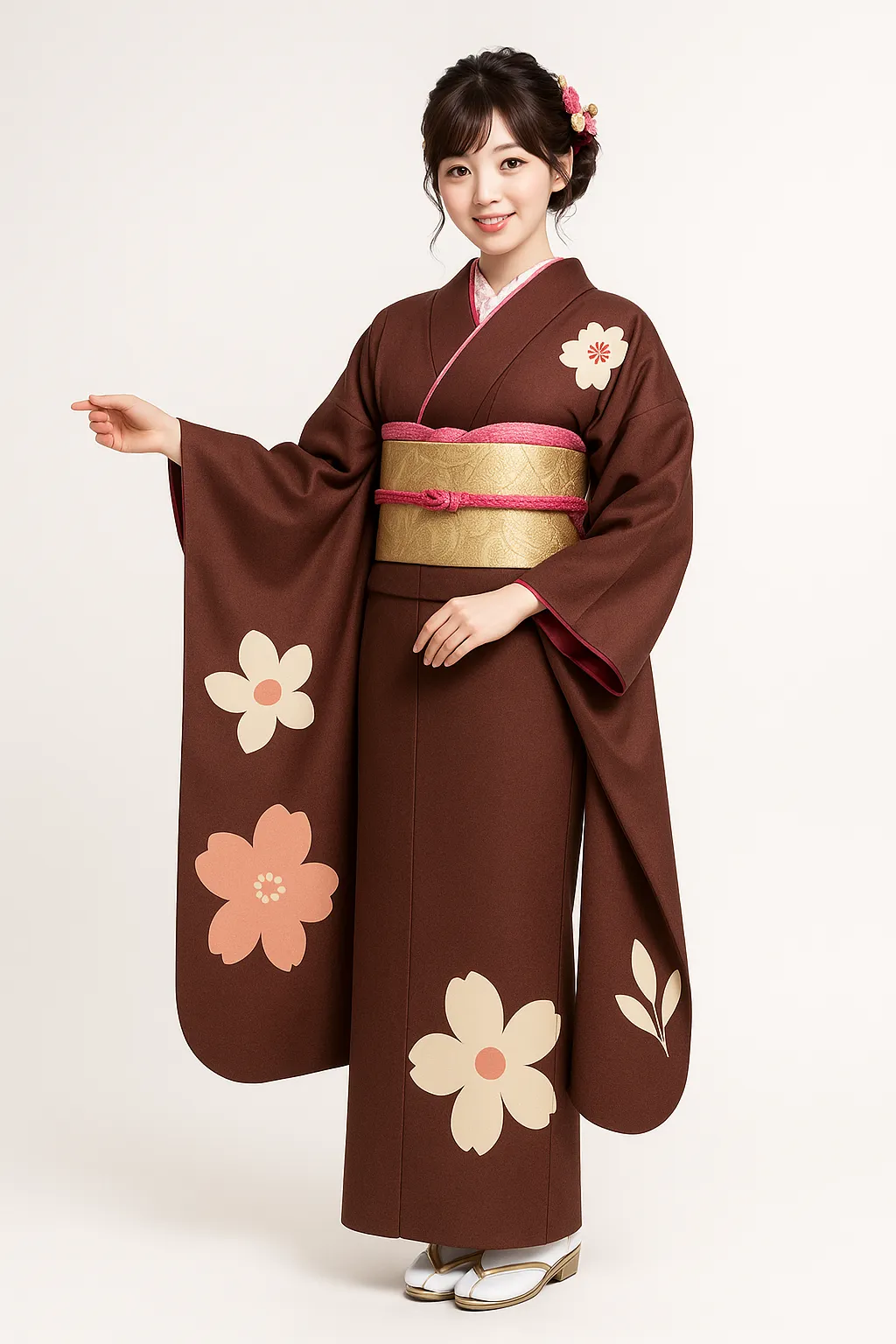 茶色い振袖