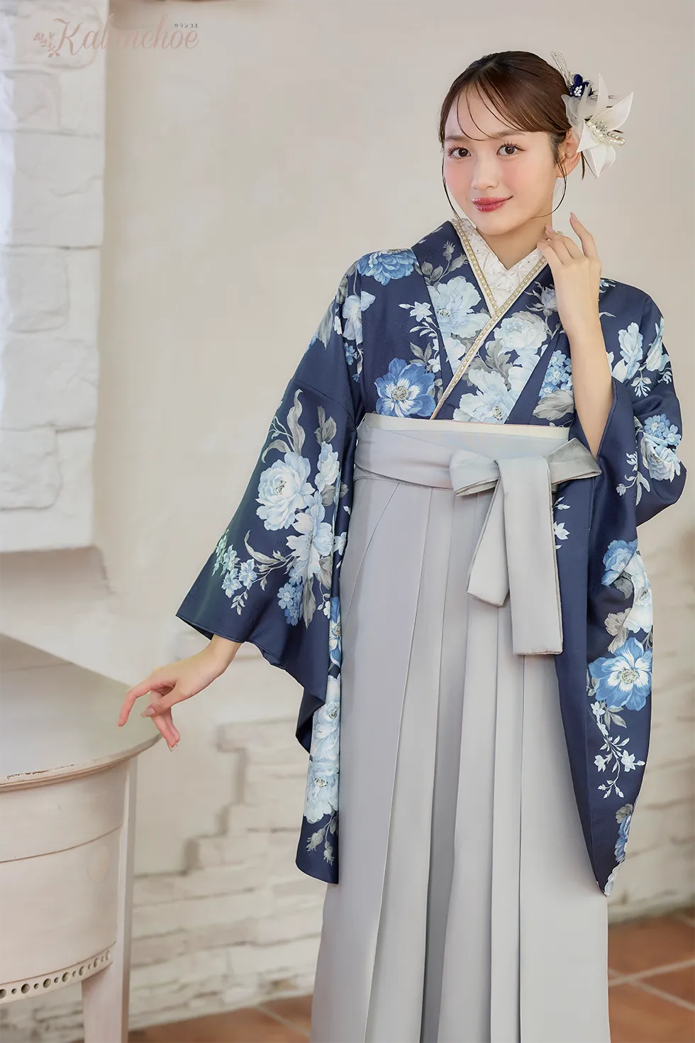 卒業式袴レンタル 加藤栞ちゃん着用 HH1041 ノクターンガーデン