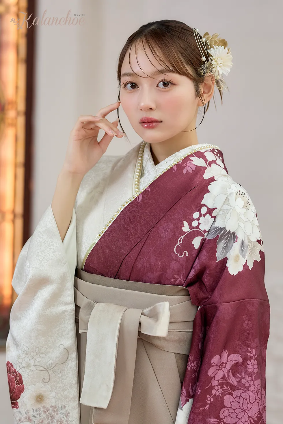 卒業式袴レンタル 加藤栞ちゃん着用 HH1043 ルージュ・エ・ブラン